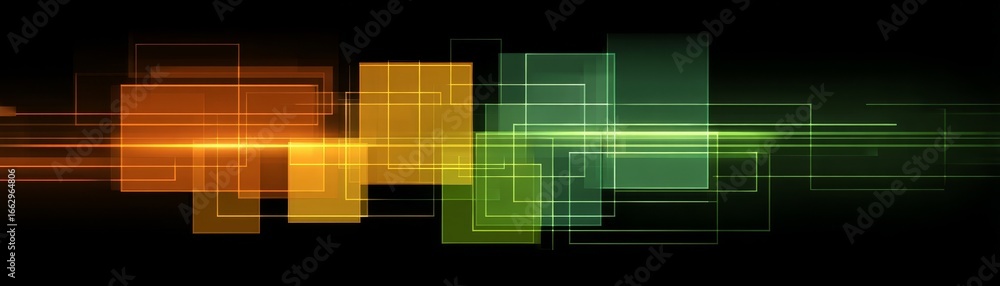 Poster a vibrant and dynamic abstract background featuring a complex interplay of colorful lines and geomet