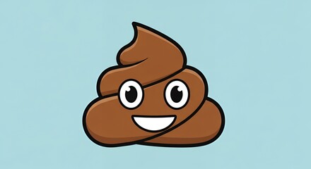Funny cartoon poop emoji with a happy smiling face for social media or silly design projects