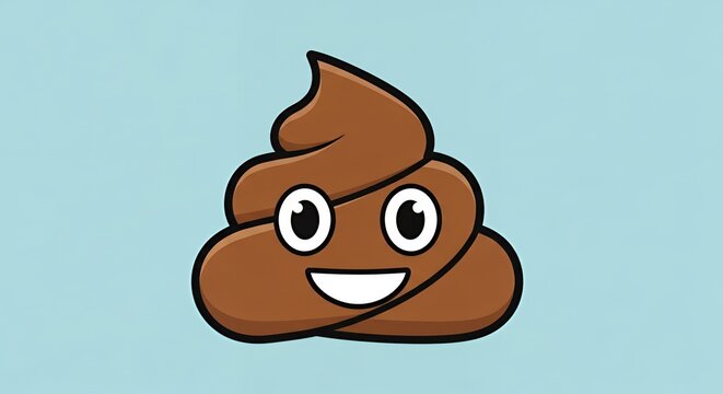 Funny cartoon poop emoji with a happy smiling face for social media or silly design projects