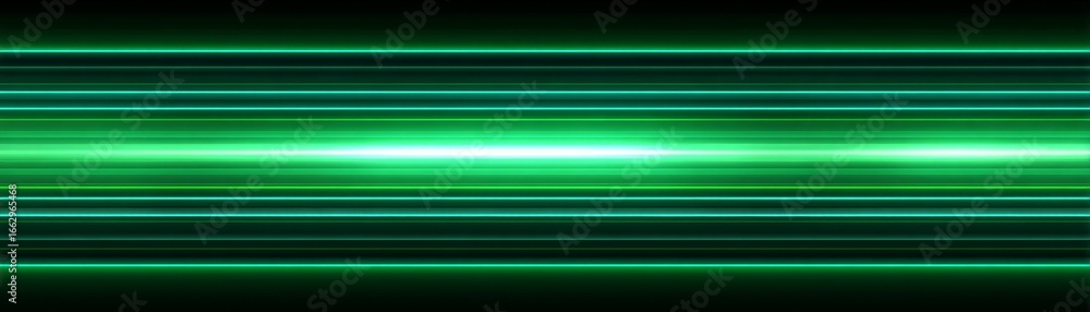 Poster abstract digital visualization of glowing green lines moving across a dark black background a futuri