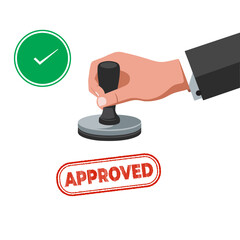 Hand Stamping Approved Vector Icon Illustration