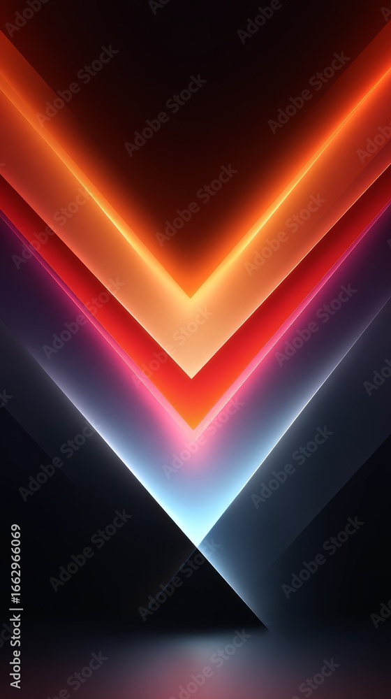 Poster Abstract digital art rendering of a deep black background illuminated by a vibrant red and orange light source creating a warm and mysterious atmospheric glow with subtle gradients.