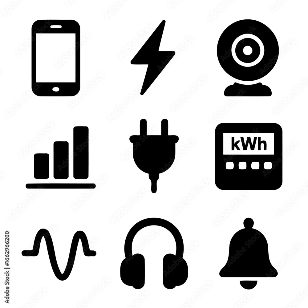 Poster digital device icons: a clean arrangement of essential digital device icons in graphic resources, id