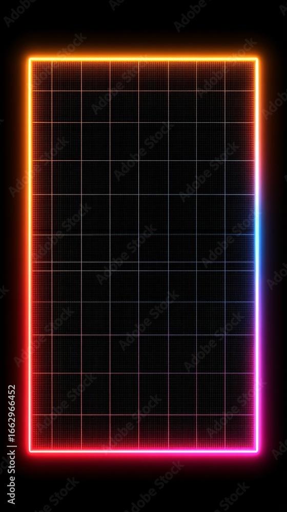 Poster abstract neon grid digital art background with glowing lines on a dark canvas for futuristic visuals