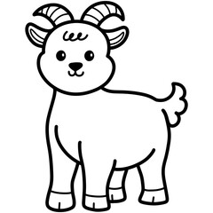 Obraz premium Hand drawn goat cartoon illustration outline 