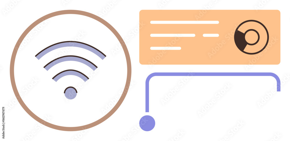 Poster wireless signal icon paired with a simple data dashboard and chart. ideal for technology, networking