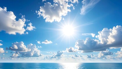 Sunny Sky Over Ocean Horizon