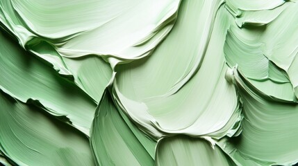 background of voluminous paint strokes, matte tones of green and light green shades 
