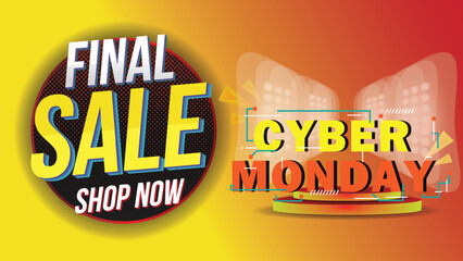 “Flat Cyber Monday Social Media Cover Template – Minimalist Promo Banner