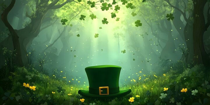 Green St. Patrick's background, hat.