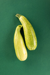 Fresh young zucchini on Dark Table - Summer Harvest