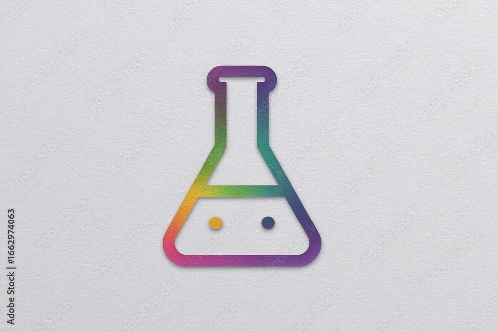Poster abstract representation of a colorful science laboratory flask symbolizing innovation creativity res