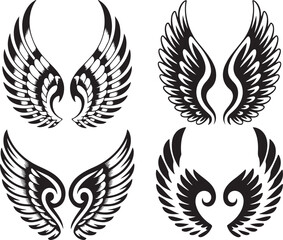 Obraz premium Wing Silhouette Vector Collection for Angelic and Avian Inspired Art