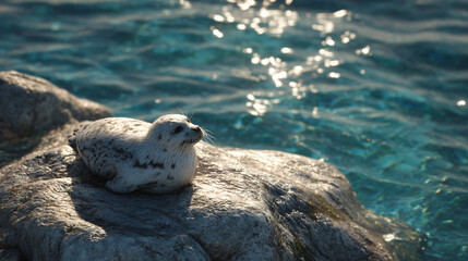 Fototapeta premium seal on rock