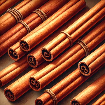 Detailed cinnamon sticks arranged in a pattern