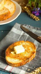 Toasted bread with butter