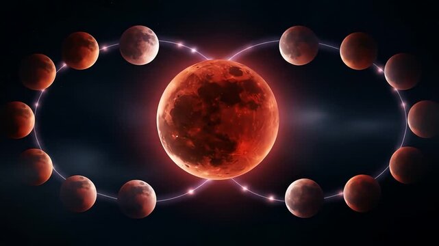 Blood Moon Sequence A Celestial Dance of Lunar Phases