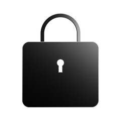 A simple, black, metallic padlock icon, symbolizing security and protection, isolated.