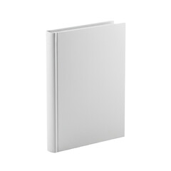 Naklejka premium Pristine new hardcover book case, smooth matte texture, subtle debossed details, sharp corners, showcased in 3/4 view on transparent studio background with precise lighting. Commercial product
