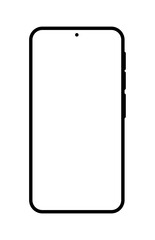 Black outline smartphone icons set with blank screen on white background. EPS vector.