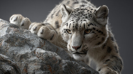 Fototapeta premium snow leopard climbing