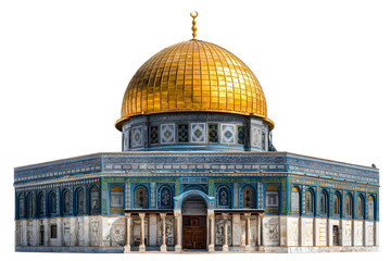The golden dome of the rock jerusalem a historic islamic architectural marvel isolated on transparent background