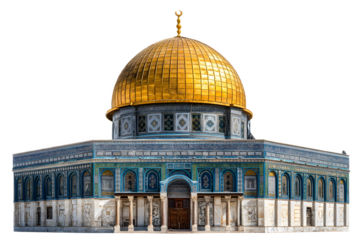 The golden dome of the rock jerusalem a historic islamic architectural marvel isolated on transparent background