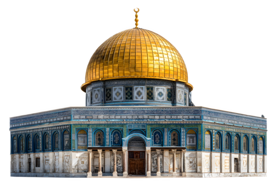 The golden dome of the rock jerusalem a historic islamic architectural marvel isolated on transparent background