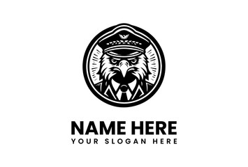 Powerful Eagle in Formal Officers Cap Logo Design.