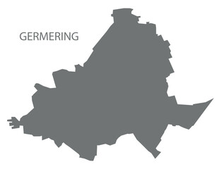 Germering city map with boroughs grey illustration silhouette shape