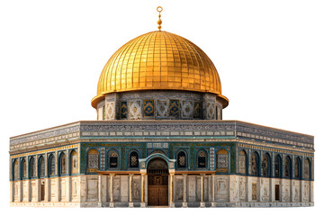 The golden dome of the rock jerusalem an iconic islamic architectural masterpiece of immense historical and religious significance isolated on transparent background