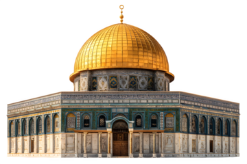 The golden dome of the rock jerusalem an iconic islamic architectural masterpiece of immense historical and religious significance isolated on transparent background