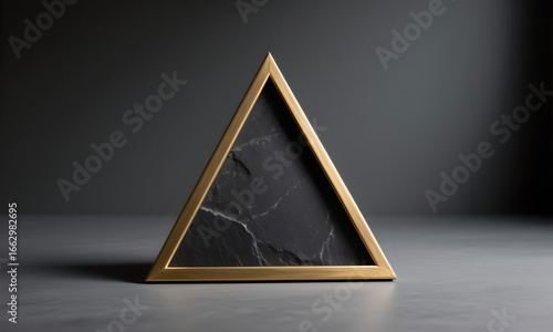 Elegant Triangle Frame with Stone Texture on Gray Background for Presentations.