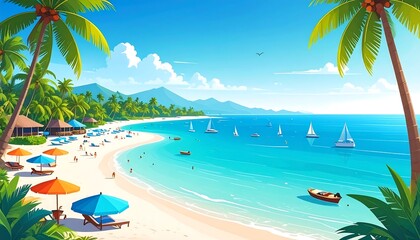 Obraz premium Tropical Beach Paradise Scene (1)
