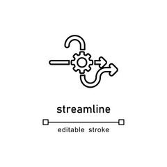 Streamline icon with gears and arrows improving workflow, suitable for technology or business presentations, website design, or marketing materials.