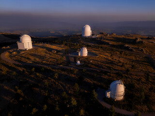 Aerial view of the Calar Alto astronomical observatory, Almería, Andalusia, Spain