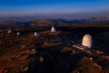 Aerial view of the Calar Alto astronomical observatory, Almería, Andalusia, Spain