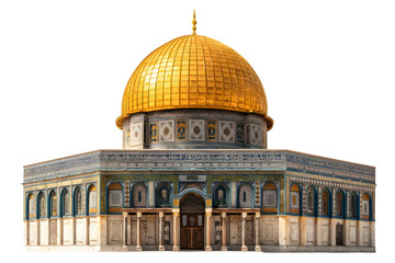 Obraz premium Golden dome mosque jerusalem religious landmark islamic architecture historic sacred site isolated on transparent background