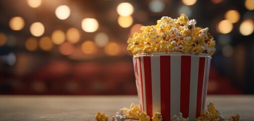 The enticing popcorn bucket ready for movie night enjoyment