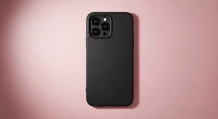 Black smartphone case on pink textured background mobile phone accessory