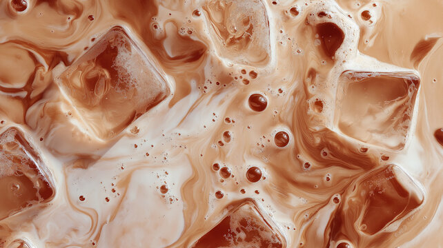 A refreshing iced latte blends creamy textures with ice, inviting blissful moments Generative AI