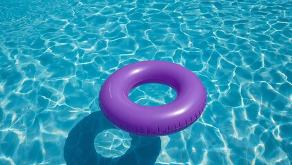 Purple Circle in Azure. Serene Waters, Floating Abstraction A Textured Dreamscape.