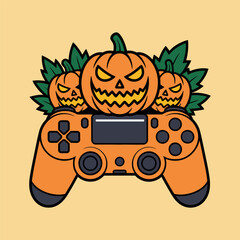Halloween Pumpkins Game Controller Illustration