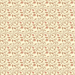 Seamless vintage floral wallpaper pattern with ornamental design and retro decorative texture
