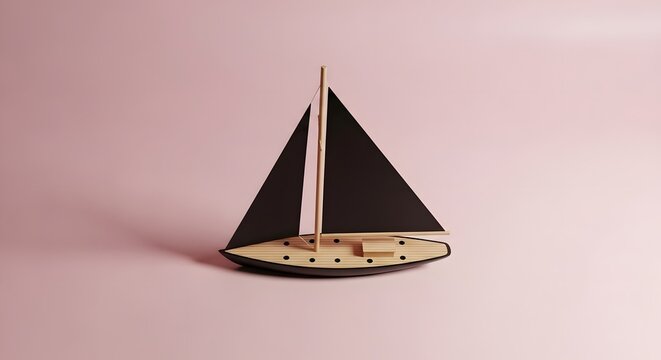 Miniature Sailboat with Black Sails model