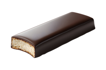 Delicious chocolate coated nougat bar with a creamy filling on a transparent background