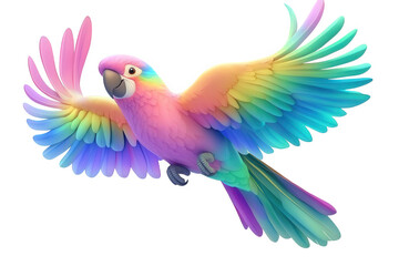 Obraz premium Colorful rainbow parrot bird flying with wings spread isolated on transparent background