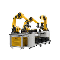 Automated Robotic Bottling Line in Modern Factory
