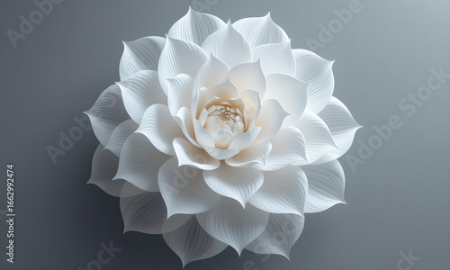 Elegant white flower blossom against a gray background, perfect for design.