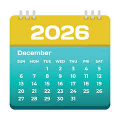 December 2026 Calendar Icon